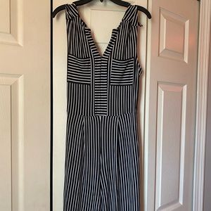 Black and White Striped Jumpsuit
